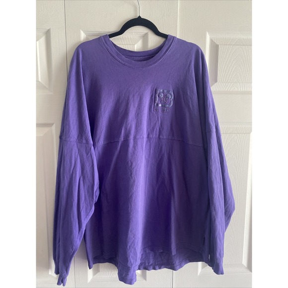 Disney Parks Spirit Jersey Womens XXL Purple Spell Out Glitter Long Sleeve WDW - Picture 1 of 9